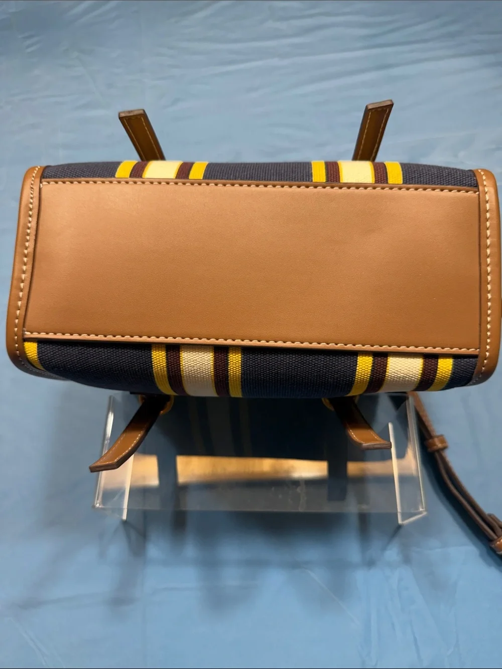 Steve Madden Navy, Brown & Yellow Striped Satchel